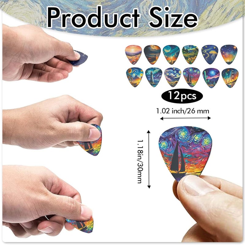 CoolShef 12 Pieces Guitar Picks for Acoustic Plectrum, Creative Patterns, Ideal Accessory Choice Enhancing Tone Precision During Practice or Live Performance Events - 0.71mm - Image 2