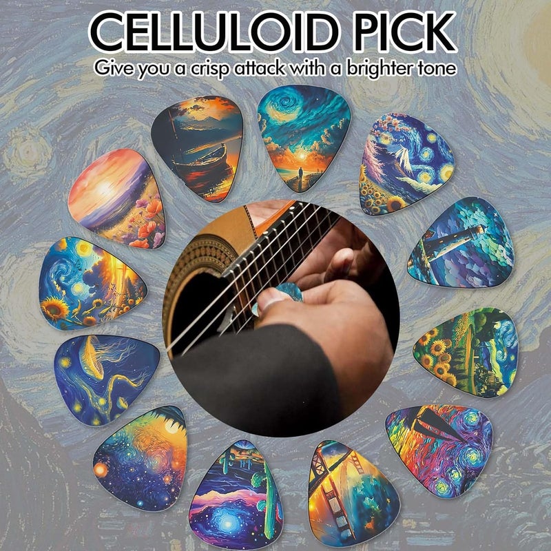 CoolShef 12 Pieces Guitar Picks for Acoustic Plectrum, Creative Patterns, Ideal Accessory Choice Enhancing Tone Precision During Practice or Live Performance Events - 0.71mm - Image 4
