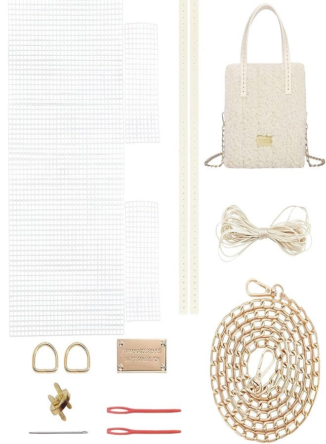 BendJoy® Crochet Kit for DIY Handbag, Mesh Plastic Canvas Sheet for Bag Making, Shoulder Bag Making Materials for Women (Without Yarn), White - Image 1