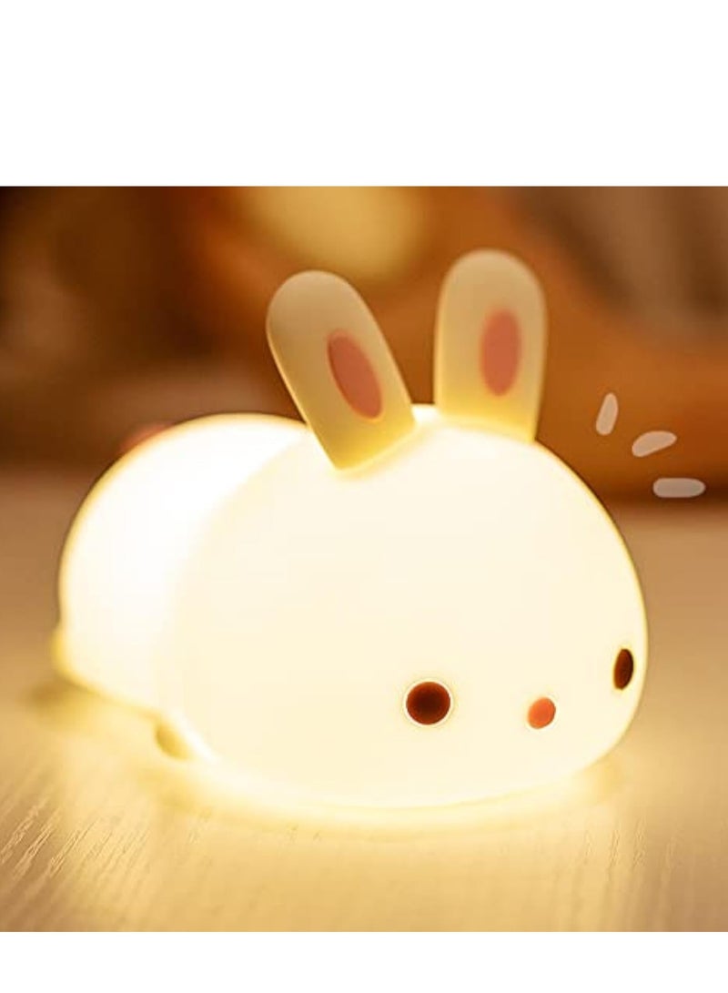 TIGER Cute Kids Night Light - Bunny LED Night Lamp for Kids Bedroom, Toddler & Baby, Portable Silicone Nightlight with Rechargeable Battery, Soft Glow Nursery Light for Boys & Girls - Image 1