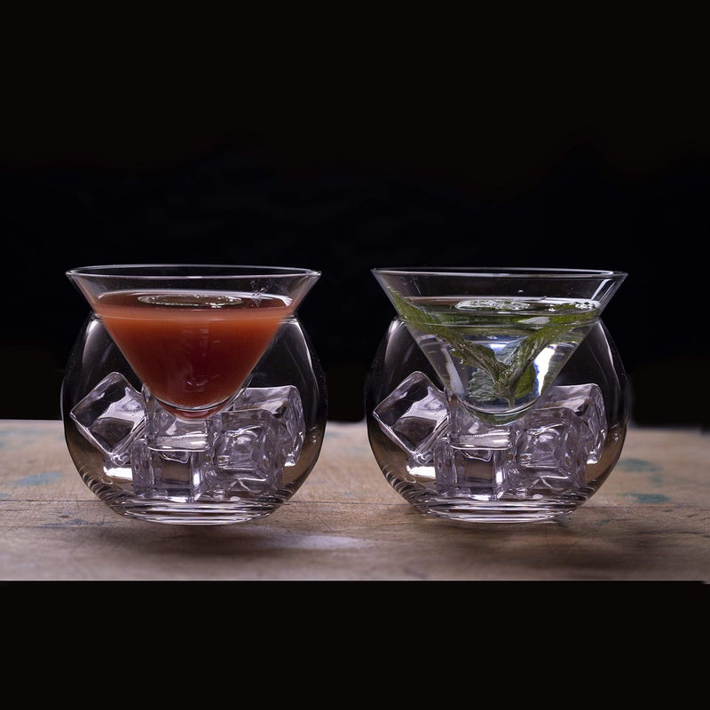 LEMONSODA Stemless Martini Glasses with Chiller - Elegant Cocktail Glass Set with Caviar Server Bowl - Beautiful Bar Martini Gift Set for Margarita, Cosmopolitan, Manhattan Cocktails (Set of 2) - Image 5