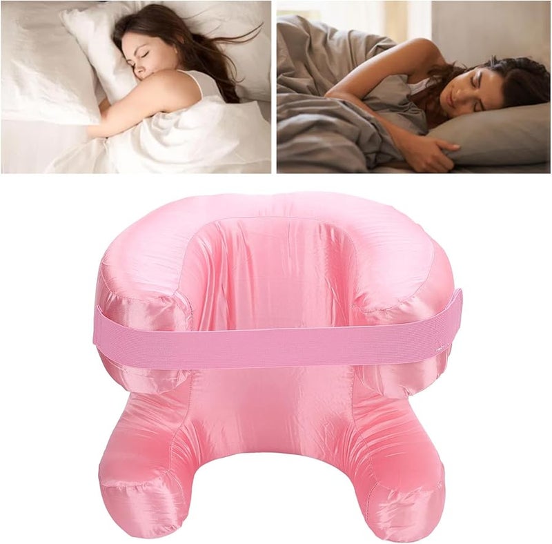 Pink Memory Foam Pillow Silk Fabric Ergonomic Support For Back Sleep - Image 3