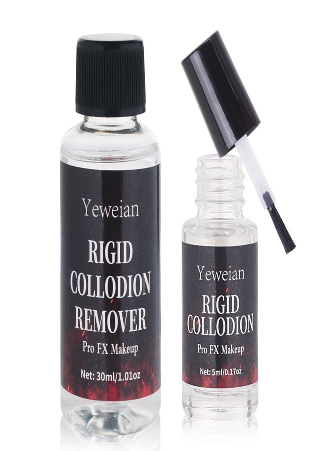 Yeweian Rigid Collodion with Brush and Remover Kit, Professional Scarring Liquid for SFX Makeup,Realistic Liquid Scar Fake Scars Makeup for Halloween Cosplay Costume Film(Scar Liquid 5ml+30ml Remover) - Image 1