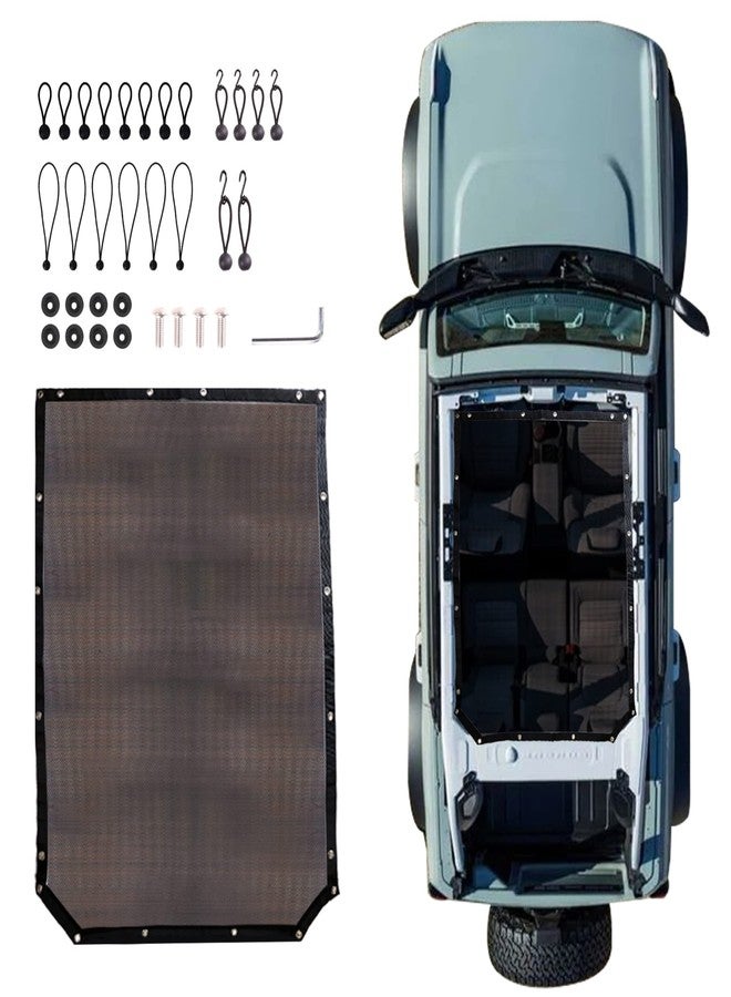 RERPRO Sunshade Compatible with 2021 2022 2023 2024 New Ford Bronco 4 Door Sun Shade Bikini Top Roof Bimini Soft Mesh Net Exterior Accessories, Blocks UV Wind Noise, Black - Image 1