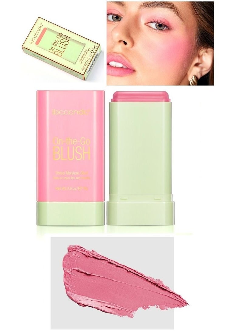 ibcccndc Multi Use On The Go Makeup Blush Stick Solid Moisturizer Stick Shadow Lips and Cheek Blusher Waterproof Peach Creamy Makeup Blush 19g - Image 1