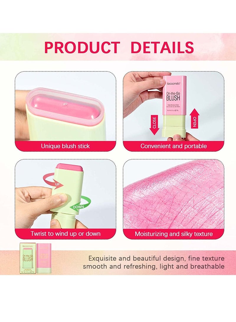 ibcccndc Multi Use On The Go Makeup Blush Stick Solid Moisturizer Stick Shadow Lips and Cheek Blusher Waterproof Peach Creamy Makeup Blush 19g - Image 4