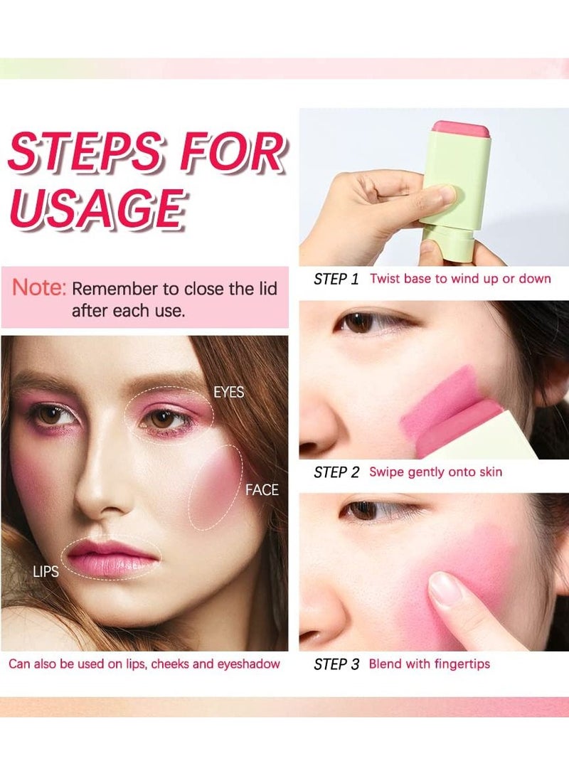 ibcccndc Multi Use On The Go Makeup Blush Stick Solid Moisturizer Stick Shadow Lips and Cheek Blusher Waterproof Peach Creamy Makeup Blush 19g - Image 5