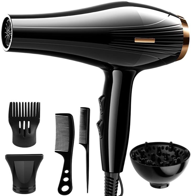 Hair Dryer，3 Heating/3 Speed/Cold Fast Drying Low Noise Hair Dryer With 3 Nozzles And 2 Combs For Curly And Straight Hair - Image 1