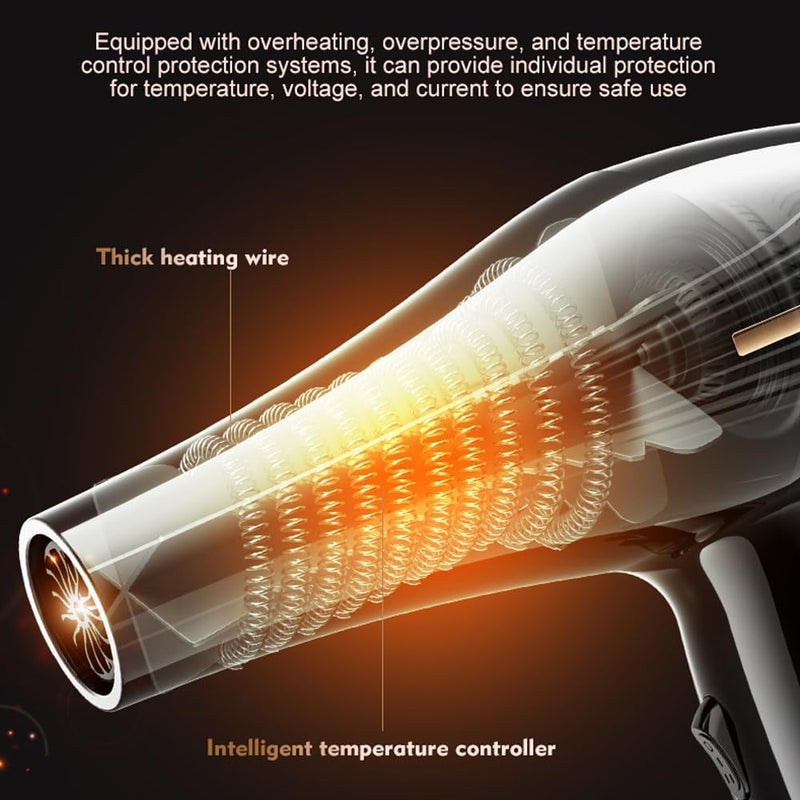 Hair Dryer，3 Heating/3 Speed/Cold Fast Drying Low Noise Hair Dryer With 3 Nozzles And 2 Combs For Curly And Straight Hair - Image 4