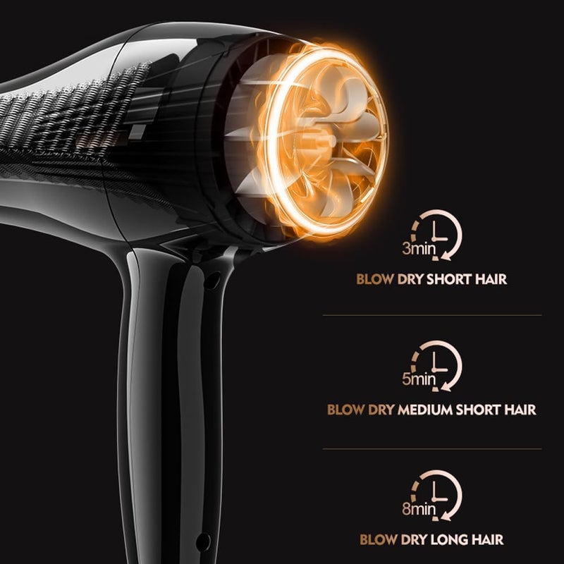 Hair Dryer，3 Heating/3 Speed/Cold Fast Drying Low Noise Hair Dryer With 3 Nozzles And 2 Combs For Curly And Straight Hair - Image 3