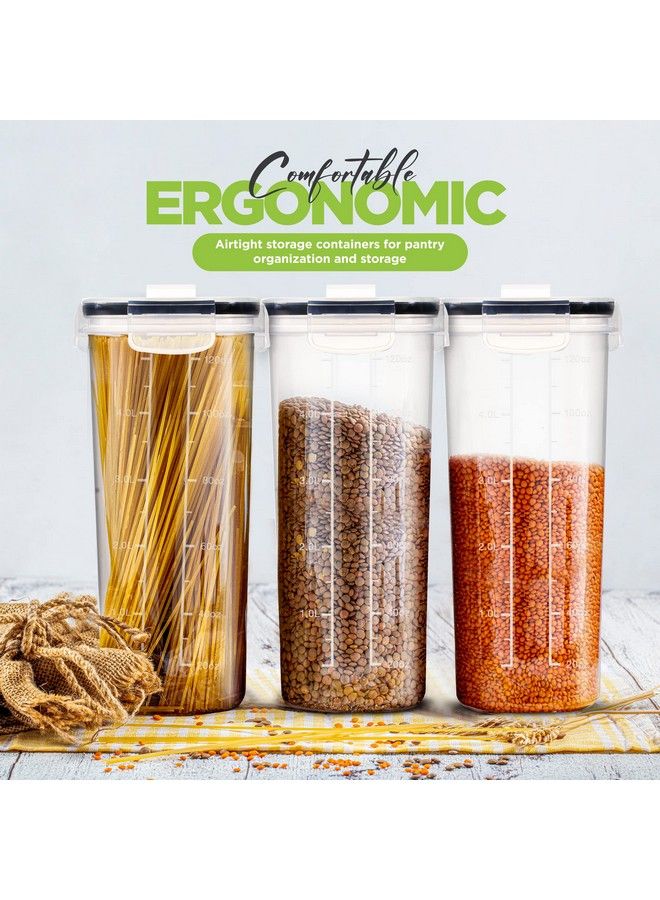 Utopia Kitchen حاويات حبوب تخزين 4 عبوات حاويات تخزين طعام محكمة الإغلاق وموزع حبوب لتنظيم وتخزين المؤن ومجموعات حاويات لعداد المطبخ - Image 4