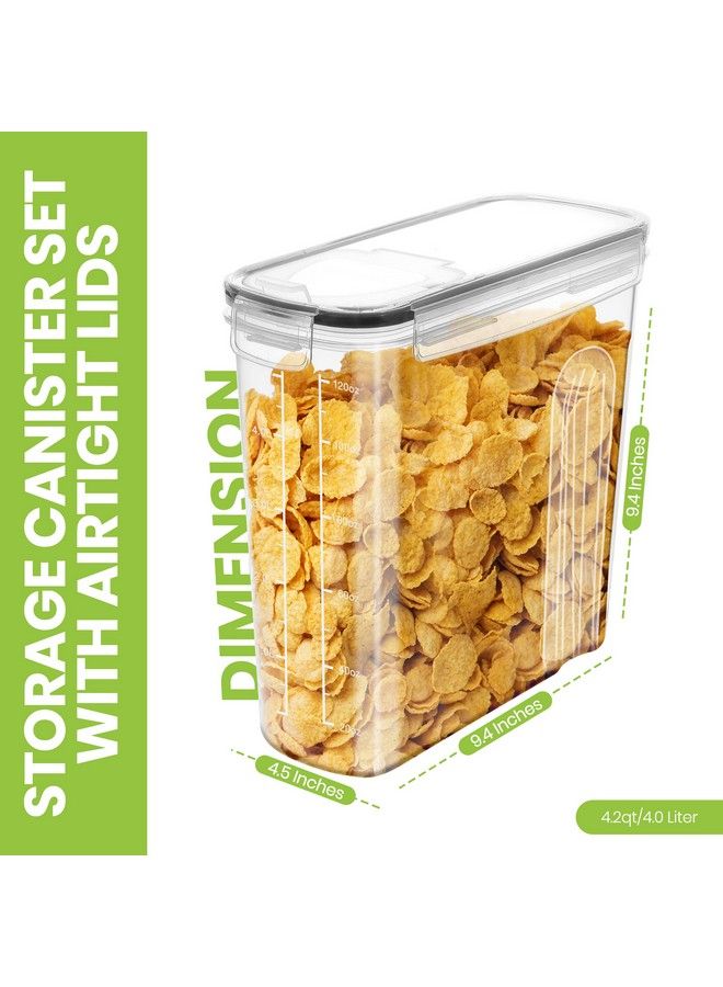 Utopia Kitchen حاويات حبوب تخزين 4 عبوات حاويات تخزين طعام محكمة الإغلاق وموزع حبوب لتنظيم وتخزين المؤن ومجموعات حاويات لعداد المطبخ - Image 3