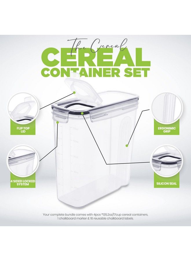 Utopia Kitchen حاويات حبوب تخزين 4 عبوات حاويات تخزين طعام محكمة الإغلاق وموزع حبوب لتنظيم وتخزين المؤن ومجموعات حاويات لعداد المطبخ - Image 5