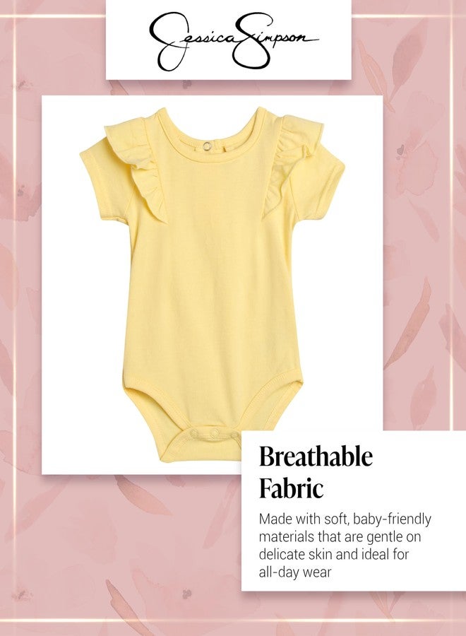 Jessica Simpson Baby Girl Clothes Set - 2 Piece Baby Onesie Bodysuit and Infant Pants Newborn Girl Outfits (Sizes: 0-9M), Size 3-6 Months, Yellow - Image 5