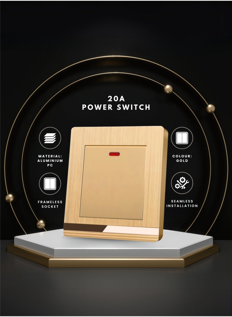 Vmax 20A High Power Water Heater Wall Switch – Frameless Design, LED Indicator, Durable Aluminum PC, Child-Safe, Easy Installation for Geysers, AC, Washing Machine - Image 3