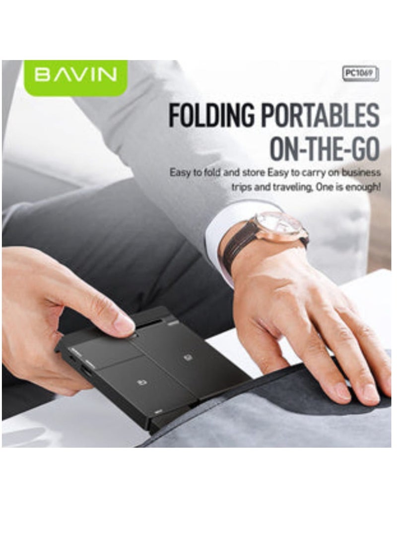 Bavin 6 in 1 Wireless Charging Station for Smart Watch and Mobile Phone, Foldable and Portable, 15W Power and Built-in Type-C Cable - Image 2