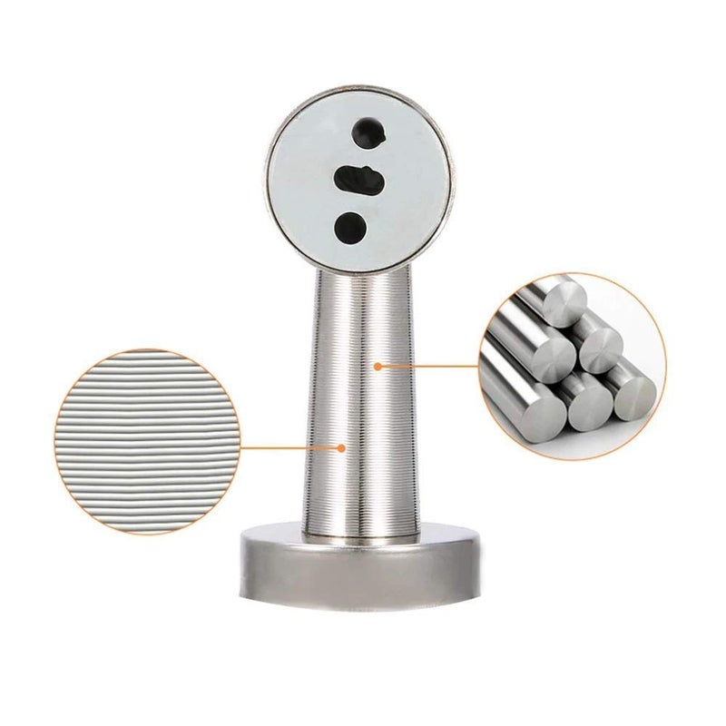 Nixnine Nixnine Stainless Steel Magnetic Door Stopper Door Catcher Door Magnet Holder for Home Office Door Magnet Silver 8cm x 4cm x 4cm x 3cm Pack of 3  - Image 2