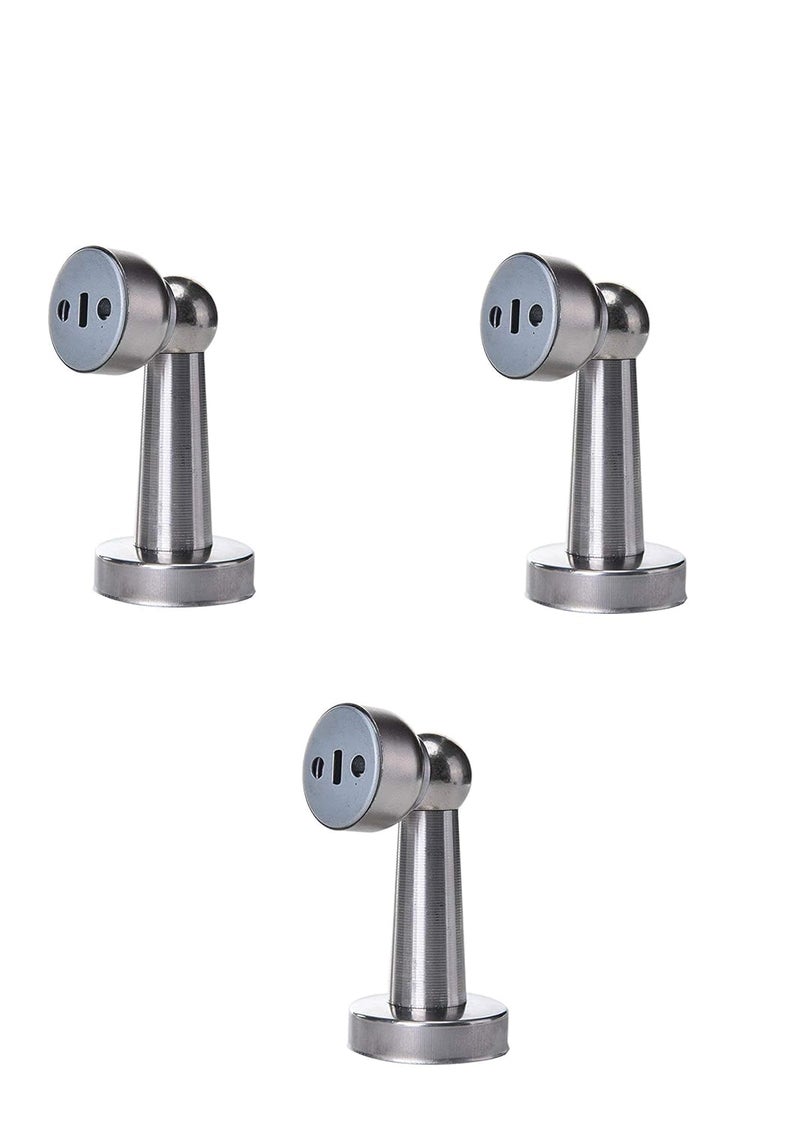 Nixnine Nixnine Stainless Steel Magnetic Door Stopper Door Catcher Door Magnet Holder for Home Office Door Magnet Silver 8cm x 4cm x 4cm x 3cm Pack of 3  - Image 1