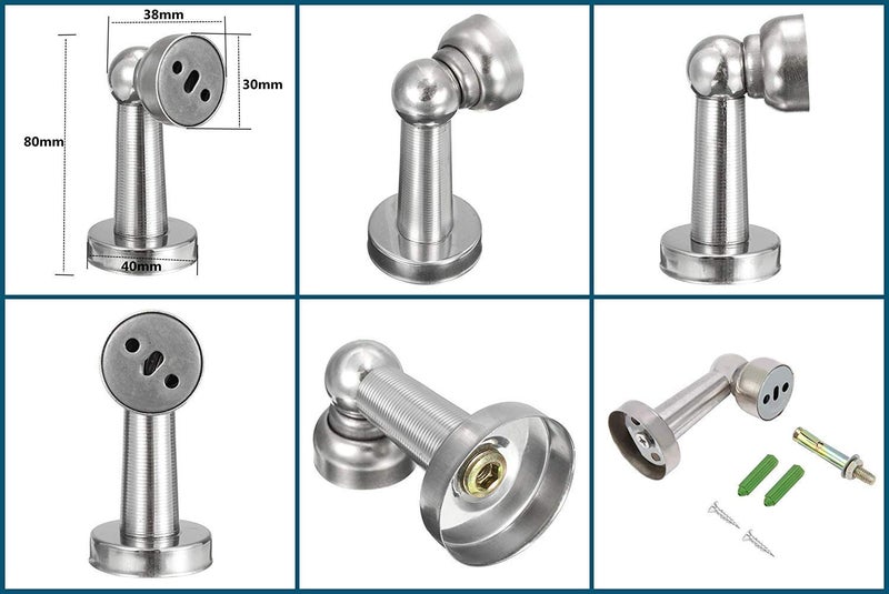 Nixnine Nixnine Stainless Steel Magnetic Door Stopper Door Catcher Door Magnet Holder for Home Office Door Magnet Silver 8cm x 4cm x 4cm x 3cm Pack of 3  - Image 3