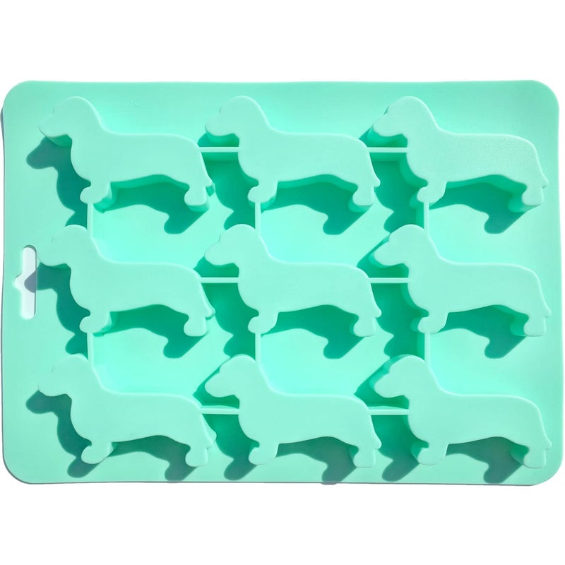 ScivoKaval Dachshund Dog Shaped Silicone Ice Cube Mold and Tray for Drink Ice Maker Candy Chocolate Biscuit Fondant Cupcake Cake Decoration Baking Mold Birthday Baby Shower Party Gift 1 Pcs Green