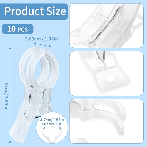 PUGPIU 10 Pack Balloon Arch Clips for Backdrop | Plastic Transparent Spring Clamps | 3.5 Inch Heavy Duty Clip for Backdrop Stand | Birthday Wedding Decoration | Photography Studio | Crafts | Clothing - Image 2