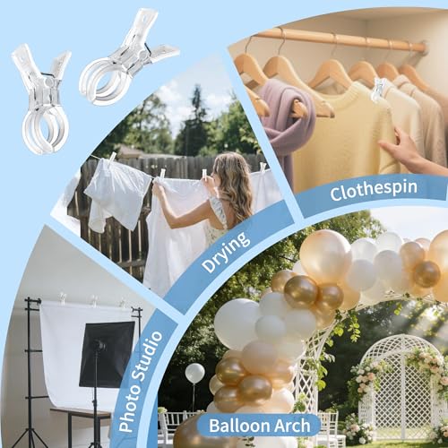 PUGPIU 10 Pack Balloon Arch Clips for Backdrop | Plastic Transparent Spring Clamps | 3.5 Inch Heavy Duty Clip for Backdrop Stand | Birthday Wedding Decoration | Photography Studio | Crafts | Clothing - Image 5