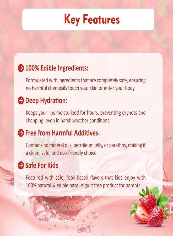 Moolveda Lip Balm Roll on with Strawberry & 100% edible ingredients & no chemicals, 10ml, Pack of 2 - Image 4