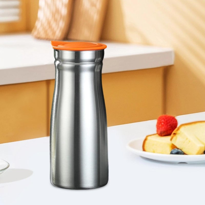 Thermal Coffee Carafe Stainless Steel Vacuum Insulated Kettle Drink Jug Water Pitcher Modern Sleek Body Leakproof Suitable for Family Gatherings Home, Orange no Handle - Image 3