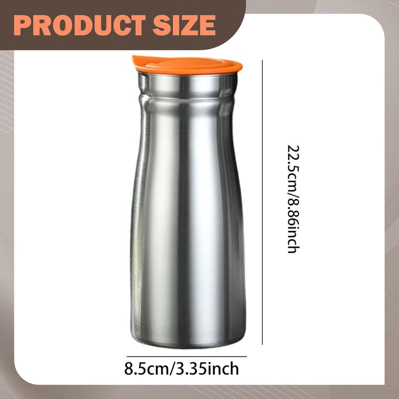 Thermal Coffee Carafe Stainless Steel Vacuum Insulated Kettle Drink Jug Water Pitcher Modern Sleek Body Leakproof Suitable for Family Gatherings Home, Orange no Handle - Image 2
