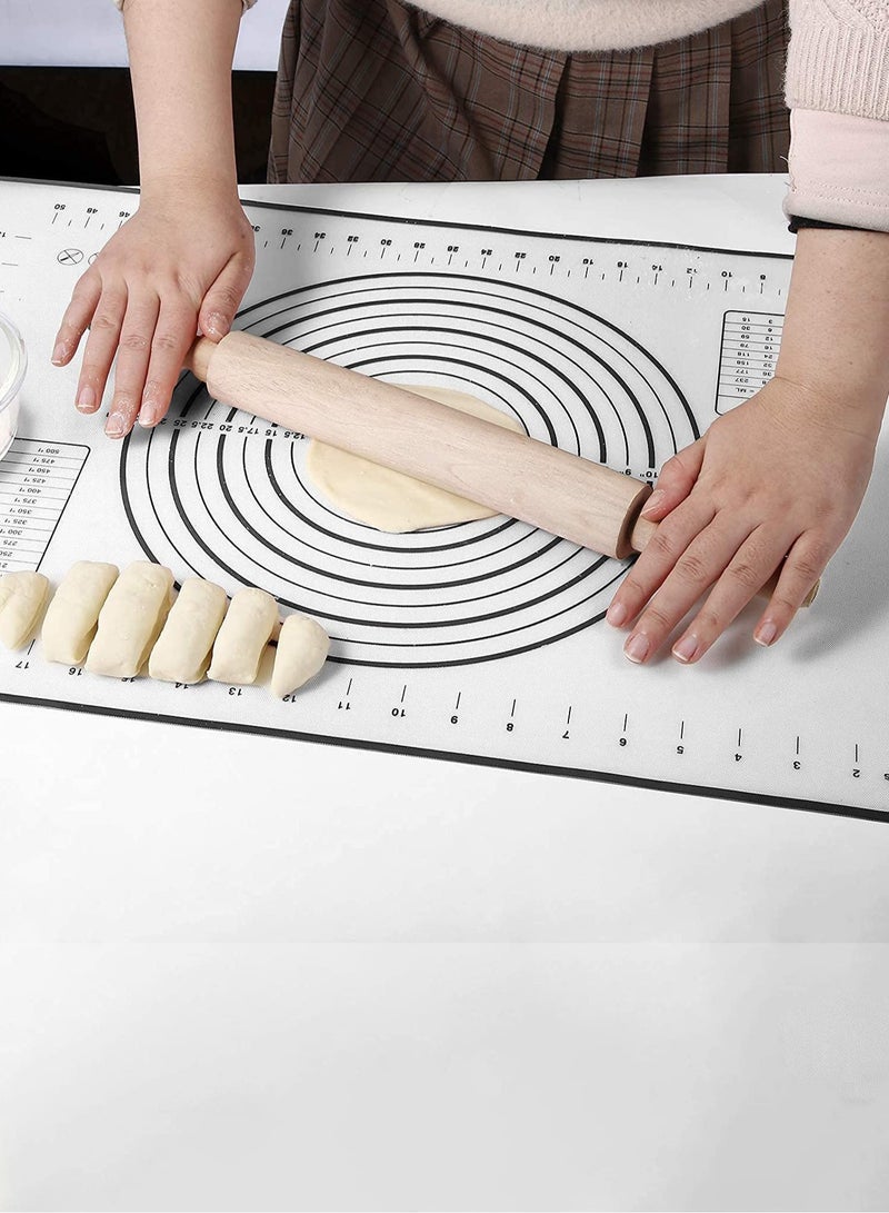 Silicone Baking Mat,Non-Slip Heat-Resistant Measuring Counter Mat,Dough Rolling Mat,Reusable Pie Crust Mat,black（60*40*0.35CM）  - Image 2