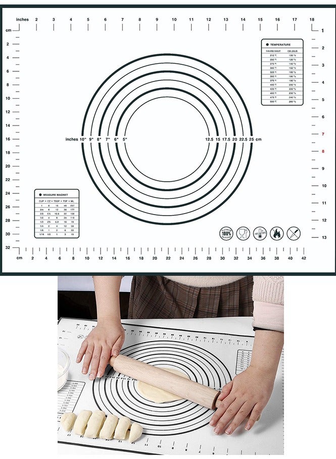 Silicone Baking Mat,Non-Slip Heat-Resistant Measuring Counter Mat,Dough Rolling Mat,Reusable Pie Crust Mat,black（60*40*0.35CM）  - Image 1