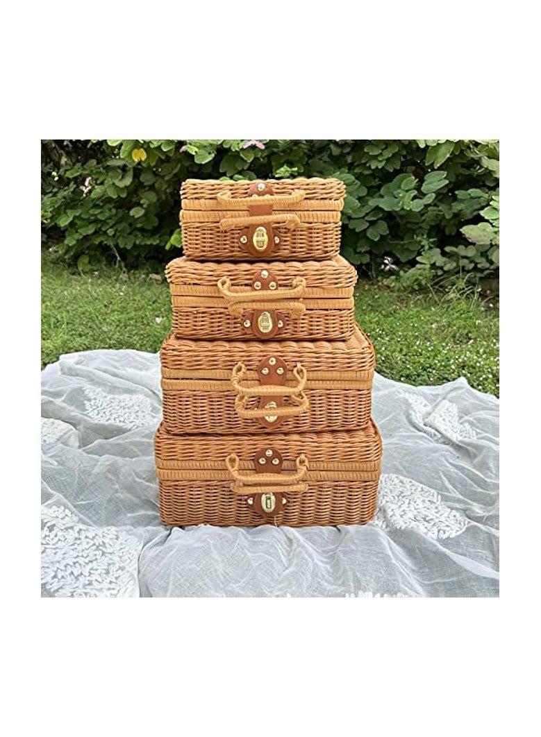 Green Tiger Rattan Picnic Basket,Storage Basket,Country Style Picnic Basket,Outdoor Picnic Basket for Picnics,Parties and BBQs Picnicware - Image 3