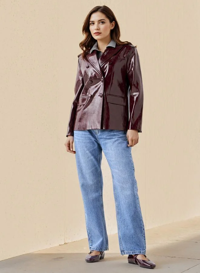 لي كوبر بليزر لي كوبر قطني بياقة مشقوقة