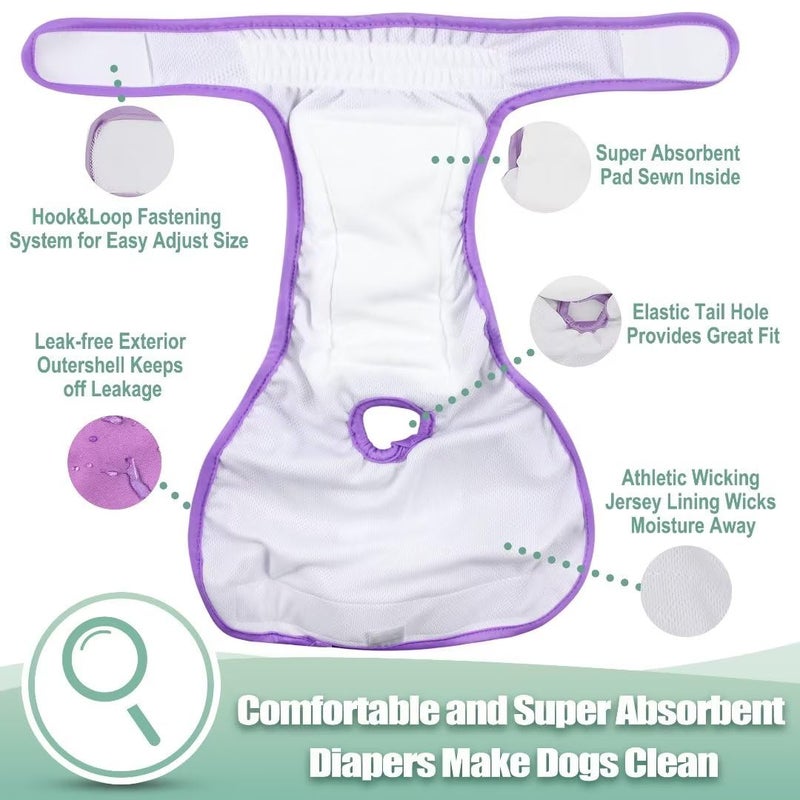 wegreeco Washable Reusable Premium Female Dog Diapers, Medium Large Small Dog Doggie Puppy & Doggy Diapers Female,Period Panties in Heat (Pack of 3, Large) - Image 5