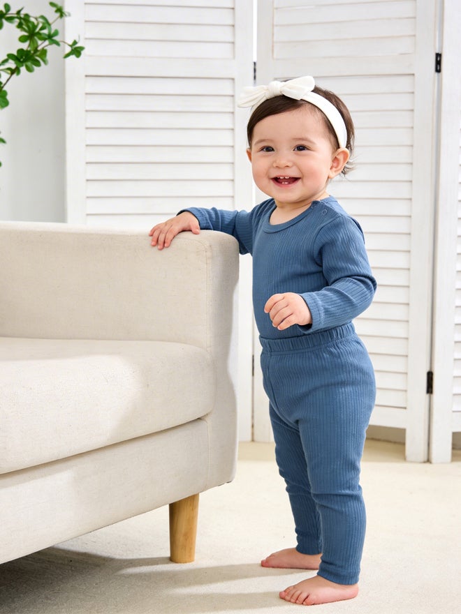 Babies Basic Premium Ribbed Cotton Long Sleeves Top and Bottom Set - Image 3
