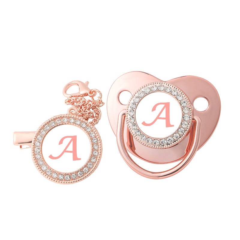 e-commerce explosions 26 rose gold letters baby play mouth baby pacifier with dust cover - Image 3