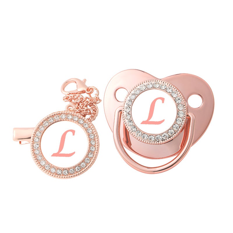 e-commerce explosions 26 rose gold letters baby play mouth baby pacifier with dust cover - Image 4