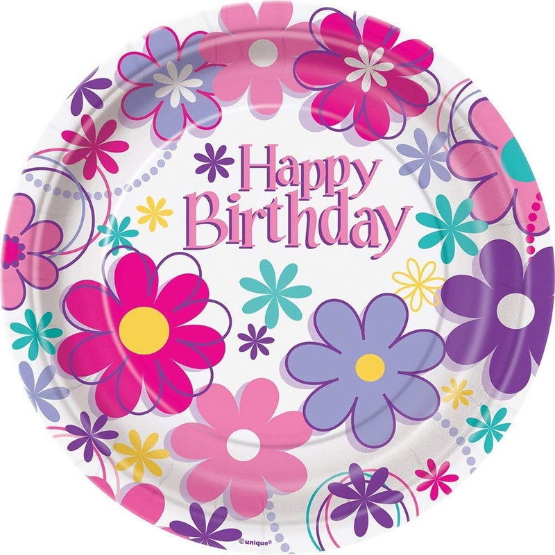 Blossom Birthday Dessert Plates 8ct
