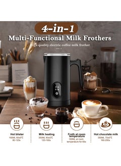 Necomi Milk Frother, Coffee Frother, 4 in 1 Electric Milk Steamer, Automatic Hot & Cold Frother for Coffee, Latte, Cappuccino, Macchiato, Hot Chocolate (Black)  - Image 2