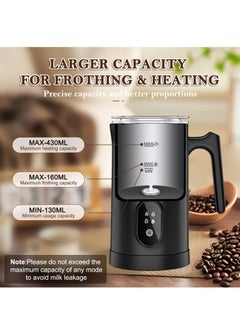 Necomi Milk Frother, Coffee Frother, 4 in 1 Electric Milk Steamer, Automatic Hot & Cold Frother for Coffee, Latte, Cappuccino, Macchiato, Hot Chocolate (Black)  - Image 3