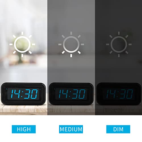 KWANWA Alarm Clock, Digital Clock, Constantly 1.2'' LED Blue Digits Display, Battery Powered, Snooze, Small Wall Clock, Desk Clock, Clock for Bedroom, Alarm Clock for Heavy Sleepers - Image 3