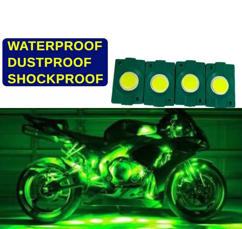 AUTOFRILL car accessories 4 Pcs Universal Patch Light Fancy Light for Bike Car Led Light car light interior bike light Body Lights for Car Motorbike Van Truck (Green) - Image 3