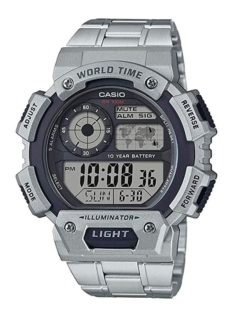 CASIO Men's Water Resistant Digital Watch AE-1400WHD-1AVDF - Silver - Image 1