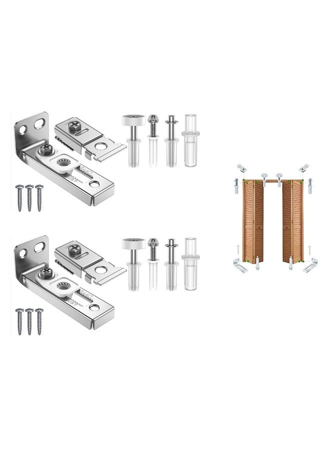 Generic - Bifold Door Hardware Repair Kit Repair Replacement Parts for 7/8 to 1 Track Folding Pocket Door Replacement Parts Set Include Top Bottom Pivots Bracket and Guide Wheel - Image 1