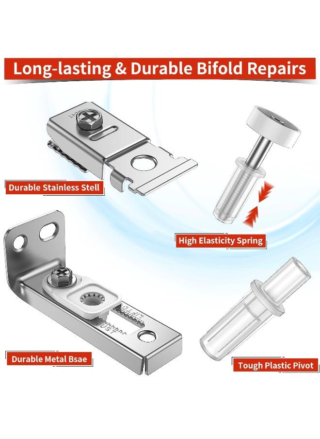 Generic - Bifold Door Hardware Repair Kit Repair Replacement Parts for 7/8 to 1 Track Folding Pocket Door Replacement Parts Set Include Top Bottom Pivots Bracket and Guide Wheel - Image 1