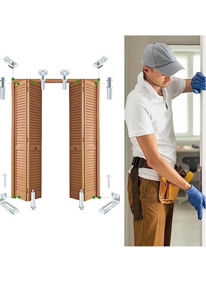 Generic - Bifold Door Hardware Repair Kit Repair Replacement Parts for 7/8 to 1 Track Folding Pocket Door Replacement Parts Set Include Top Bottom Pivots Bracket and Guide Wheel - Image 1