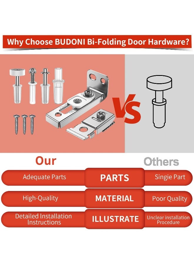 Generic - Bifold Door Hardware Repair Kit Repair Replacement Parts for 7/8 to 1 Track Folding Pocket Door Replacement Parts Set Include Top Bottom Pivots Bracket and Guide Wheel - Image 1