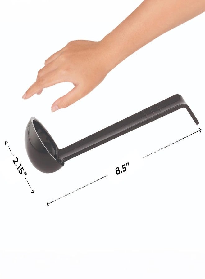 ريستورنت وير مغرفة تقديم سعة 1 أونصة من أدوات المطاعم، مغرفة بمقبض معقوف - مغرفة بلاستيكية سوداء قابلة لإعادة الاستخدام وآمنة للغسل في غسالة الأطباق، مثالية للتقليب والسكب والتقديم - Image 4