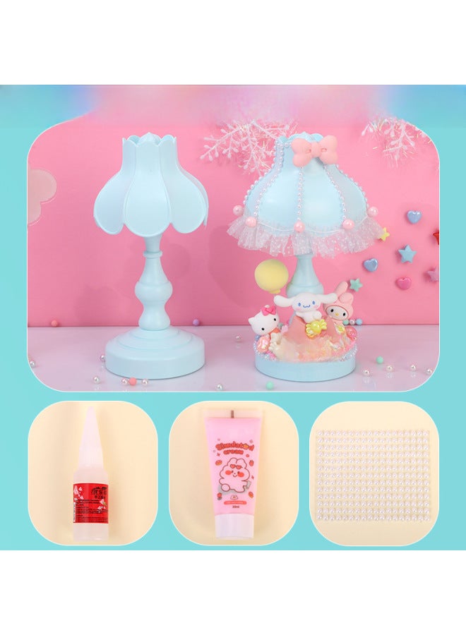 DIY Cream Glue Small Table Lamp Retro Nightlight Creative Handmade Cartoon Jewelry Decorations Girl Toys-Specifications:Meng Chong Small Table Lamp Ling Nana  - Image 4