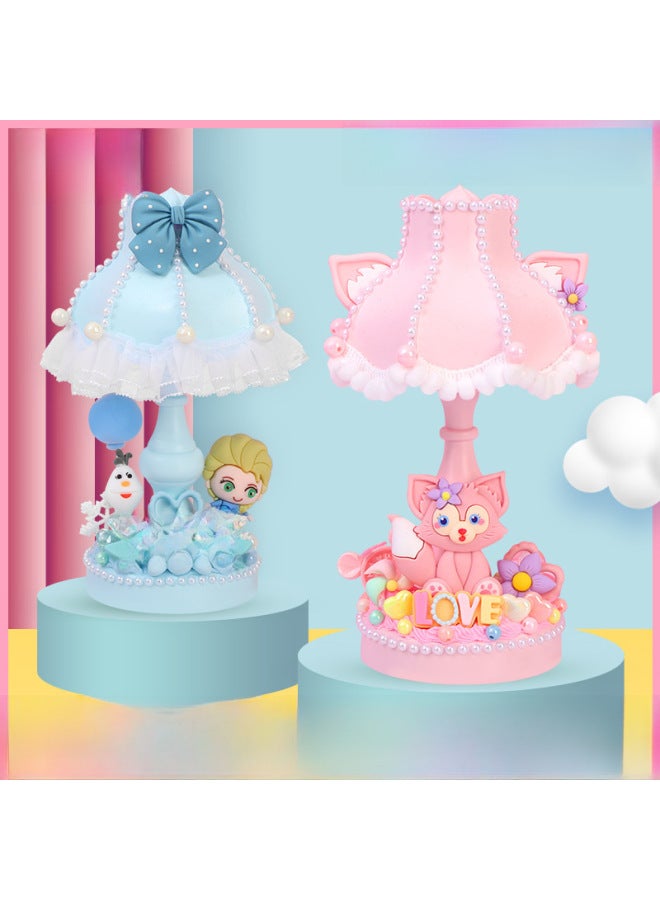 DIY Cream Glue Small Table Lamp Retro Nightlight Creative Handmade Cartoon Jewelry Decorations Girl Toys-Specifications:Meng Chong Small Table Lamp Ling Nana  - Image 2